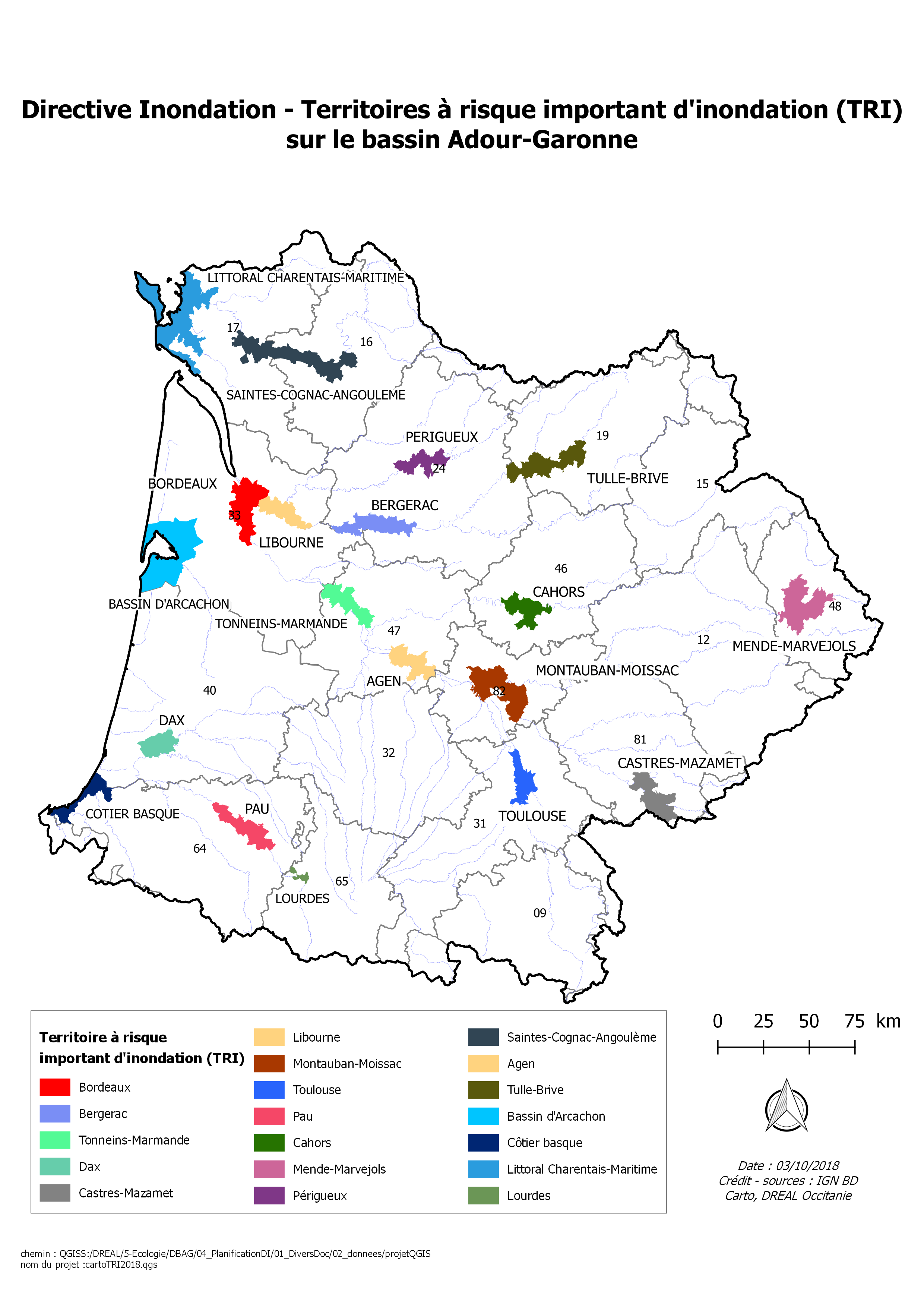 cartographie des TRI du bassin Adour-Garonne